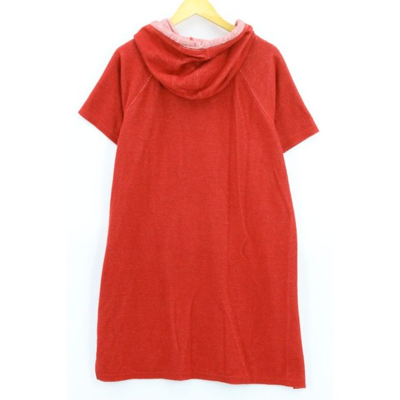 MARC NEW YORK ANDREW MARC Hoodie Sweatshirt Women's Red Oversized Short Sleeve - Picture 5 of 7